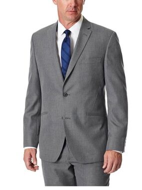 Men's Gray Two-Button Tailored Suit Jacket